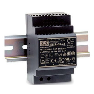 MEAN WELL HDR-60 60W Industrial DIN Rail Power Supply, 24V Out